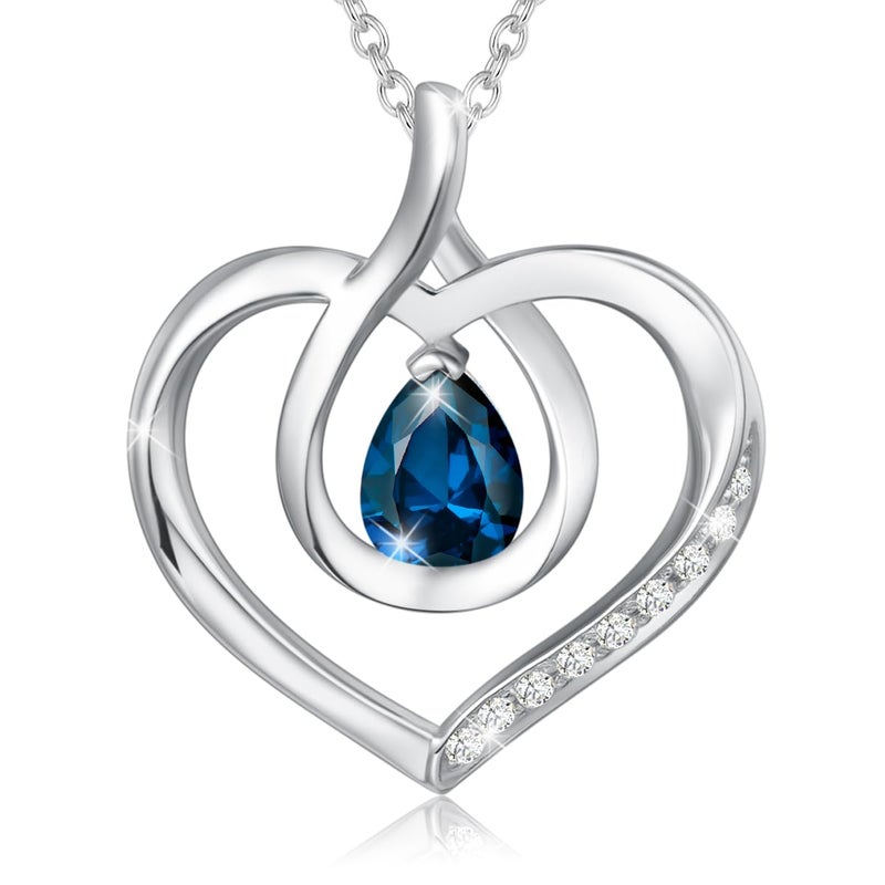AGVANA December Birthstone Jewelry Blue Topaz Necklace for Women Sterling Silver Forever Love Infinity Heart Pendant Necklace Anniversary Birthday Gifts for Women Mom Wife Her - Image 1